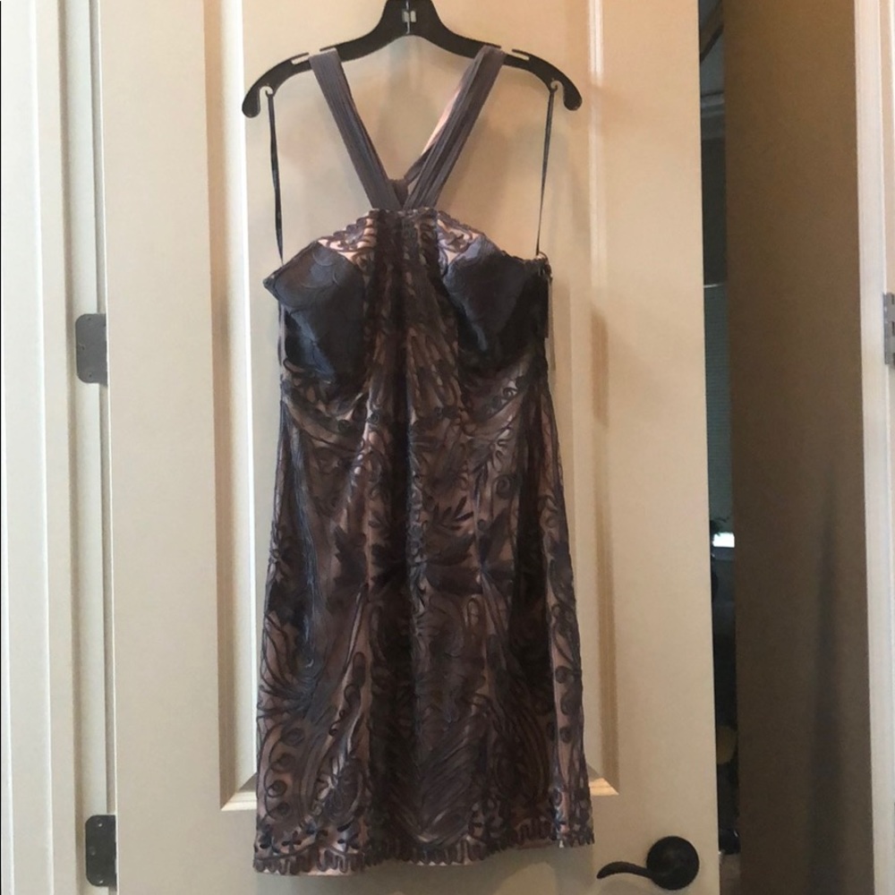 Sue Wong charcoal rose cocktail dress